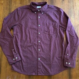 Sonoma Men’s Button Down Shirt | Burgundy Heather | Size L